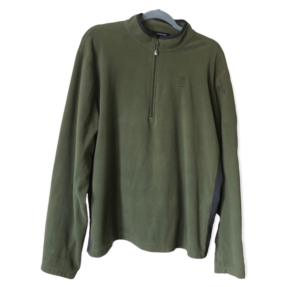 LANDS  END Green Fleece Men’s Sweater Sz‎ XL